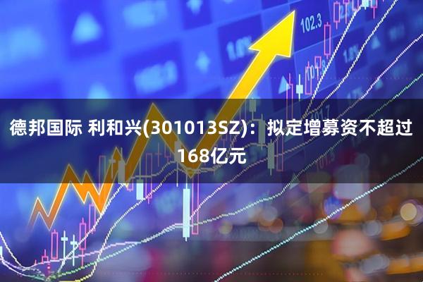 德邦国际 利和兴(301013SZ)：拟定增募资不超过168亿元